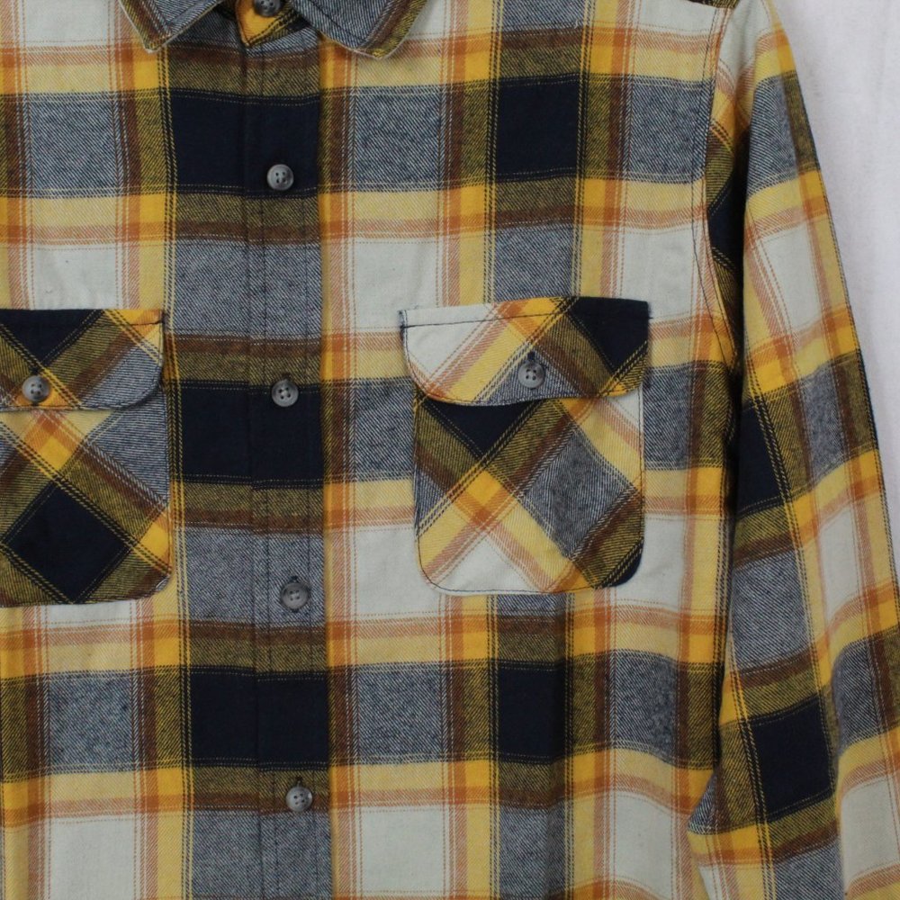 NWT Stoic Flannel Plaid Shirt Small Navy and Gold Heavyweight Outdoor Button Up - Picture 4 of 10
